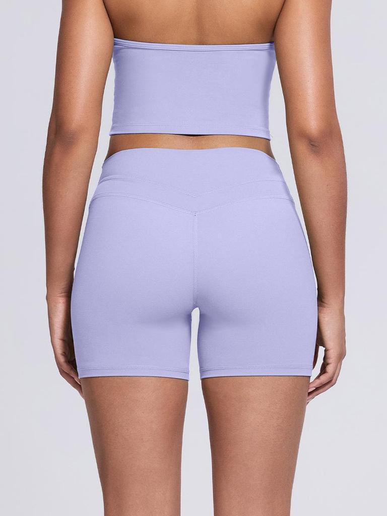 Women's High-Waist Yoga Fitness Shorts - Peach Hip, High-Elastic, Tight Athletic Wear