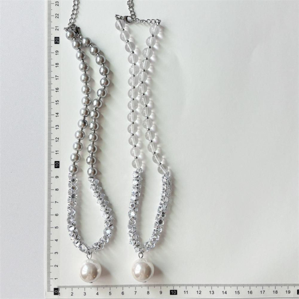 Elegant Crystal Pearls Necklaces Temperament French Style Chokers Patchwork Bead Neck Chain Gift