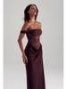 2025 Off-Shoulder Lace Strapless High-Waist Hollow Long Solid Dress