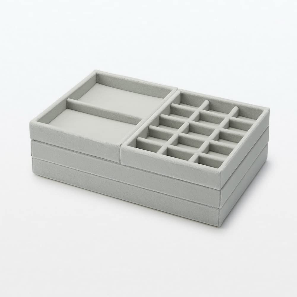 MUJI Overlapping Velvet Case Lattice for Acrylic W X 12cm D X Product 44596517 Cases, Gray, 15.5cm 2.5cm H, Number