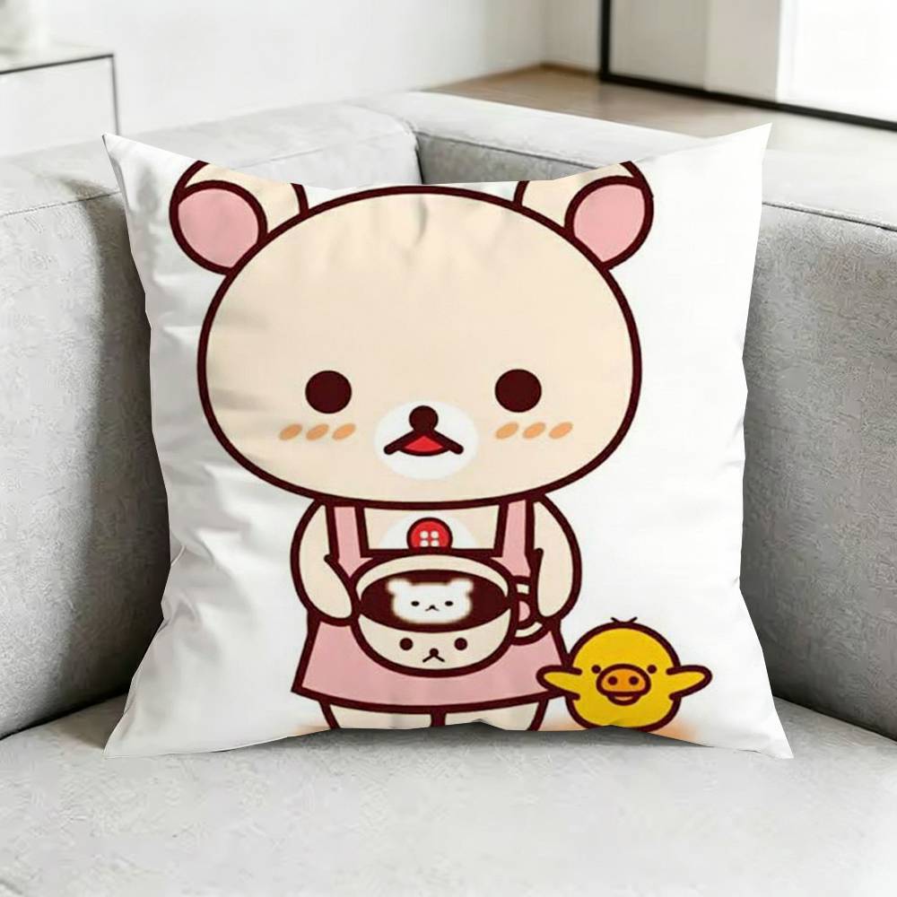 Funny Rilakkuma Bbear Square DoubleSided printed Pillow Case Bedroom Bedside Pillow Sofa Cushion Cover Gift