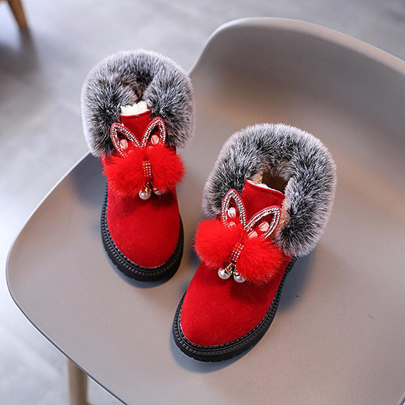 Winter Girls Boots Princess Snow Boot Sport Shoes Girl Children Warm Boots Fashion Soft Kids Sneakers