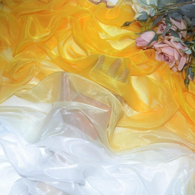 3/5/10m Multicolor Gradient Silk-Crepe Chiffon Fabric for Handmade DIY Sewing Hanfu Apparel Making Wedding Decoration