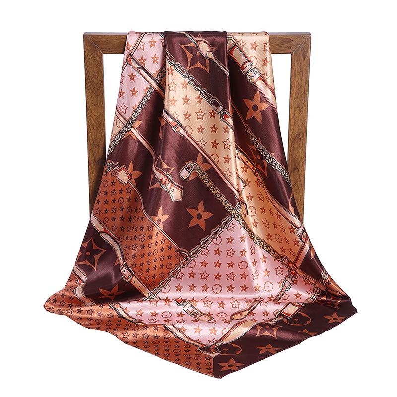 Gefleckter Satin Damen Frühling und Sommer Seidenimitat Schal Bedruckter Kleiner Quadratischer Schal Geschenk Europäischer und Amerikanischer Schal Stola