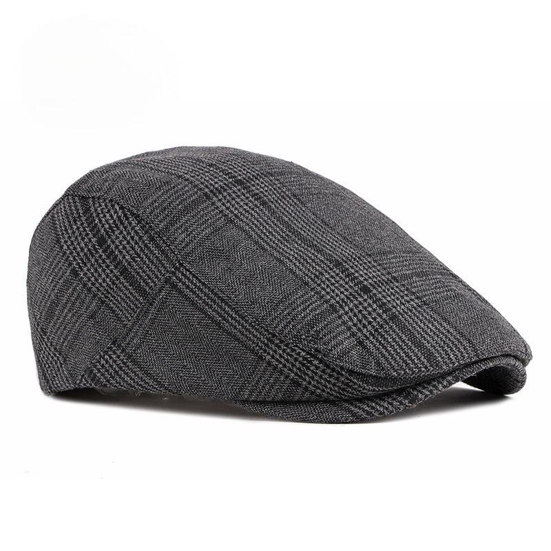 British Style Plaid Beret Hat for Men Women Retro Flat Cap Spring Autumn Newsboy Cap Fashion Duckbill Hat Unisex Cabbie Cap