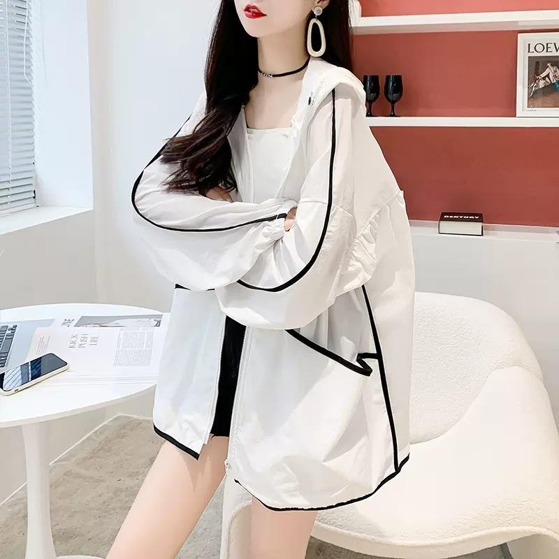 Women Loose Mid Length Thin Casual Sun Protection Jacket Coat