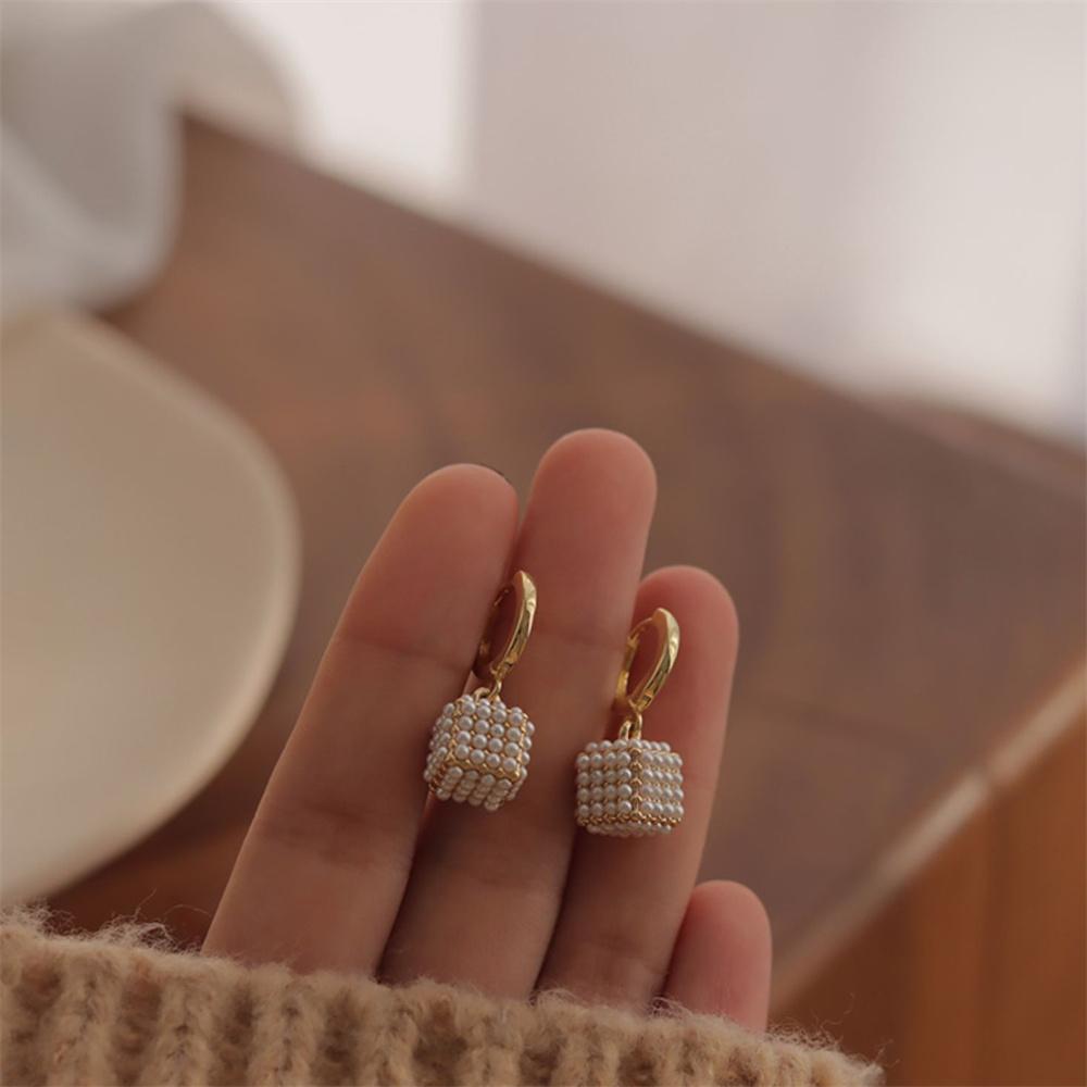 Luxury CZ Imitation Pearl Earrings for Women Gold Color Temperament Elegant Lady Drop Earrings Wedding Party Fashion Jewelry