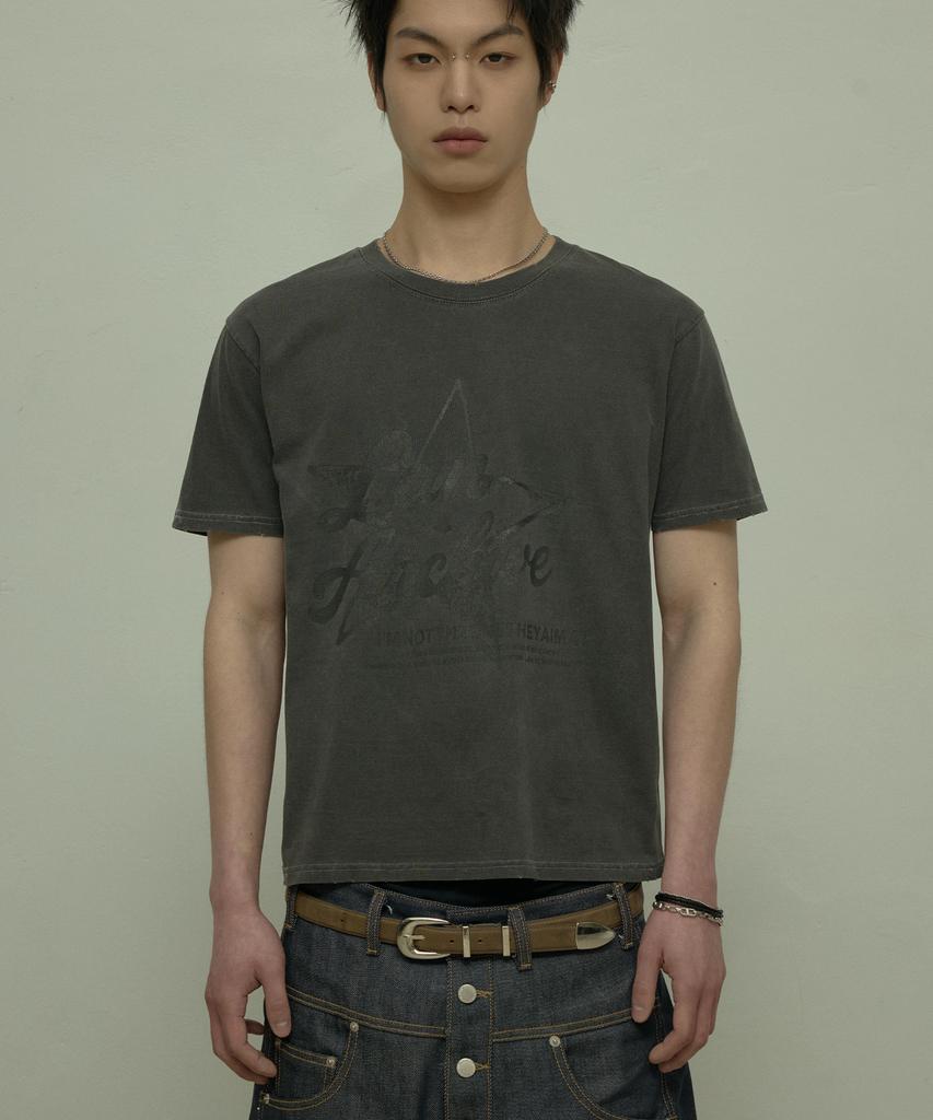 LANARCHIVE [0095] Lan Star Logo Pigment T-Shirt - Charcoal