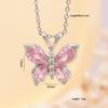 New Luxury Inlay Zircon Butterfly Pendant Necklace Stainless Steel Do Not Fade Clavicle Chain for Women Sweet Charm Jewelry Gift