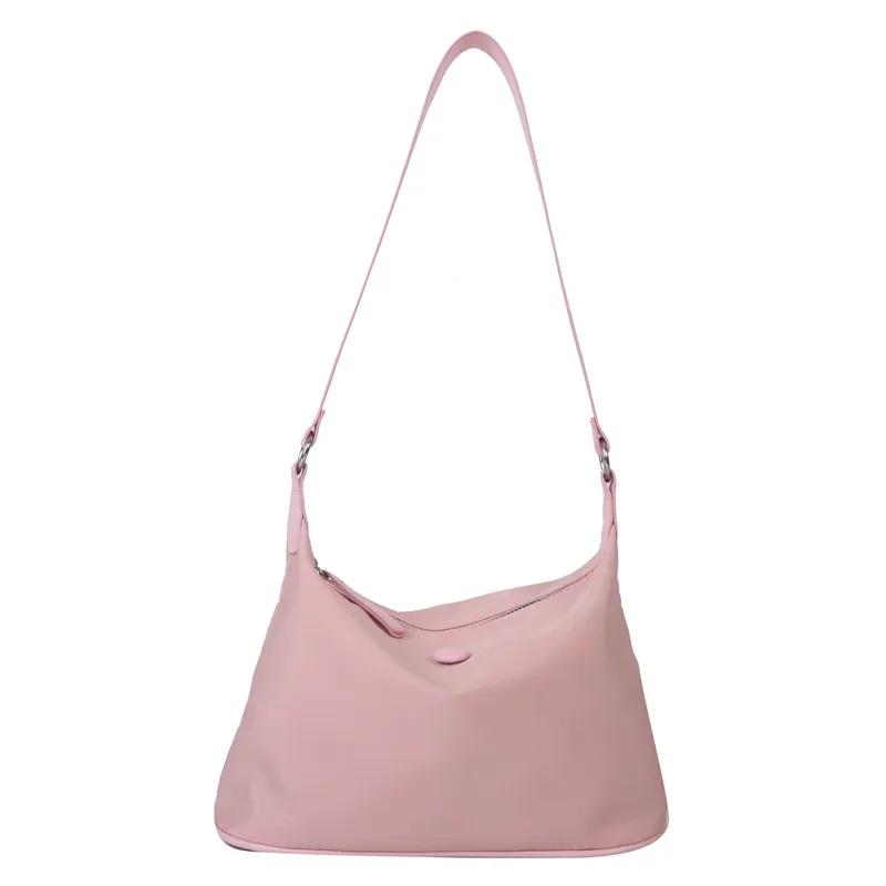 

Solid Color Single Shoulder Bags for Women New Designer Fashion Oxford Shoulder Bag Large Capacity Girl Crossbody Bags for Women розовый