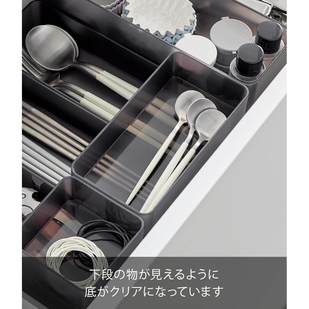 YaMazaki Clear BottoM Stackable Drawer Organizer Case M Set Of 2 Black Approx W8
