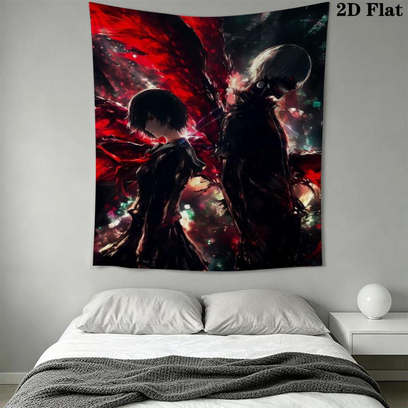 Tokyo Ghoul Wall Tapestry Aesthetic Wall Hanging Printed Fabric Blanket Decorative Tapestries for Bedroom Living Room Home Decor