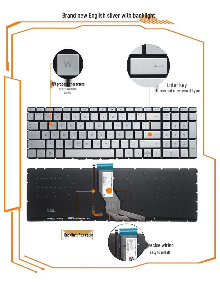 Compatible Keyboard for HP 15-BS TPN-C129/C130/Q192/Q193/Q191/Q222/Q230/Q201