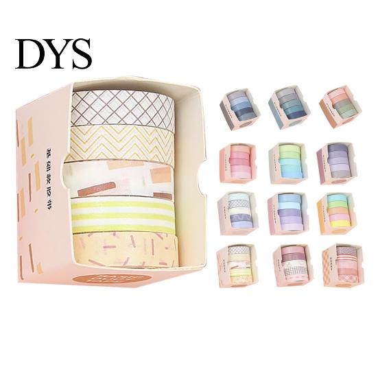 Scrapbooking Sticker 5 Rolls/Set Tape Stylish Bright-colored Washi Exquisite Wide Application for Handicraft Lightweight