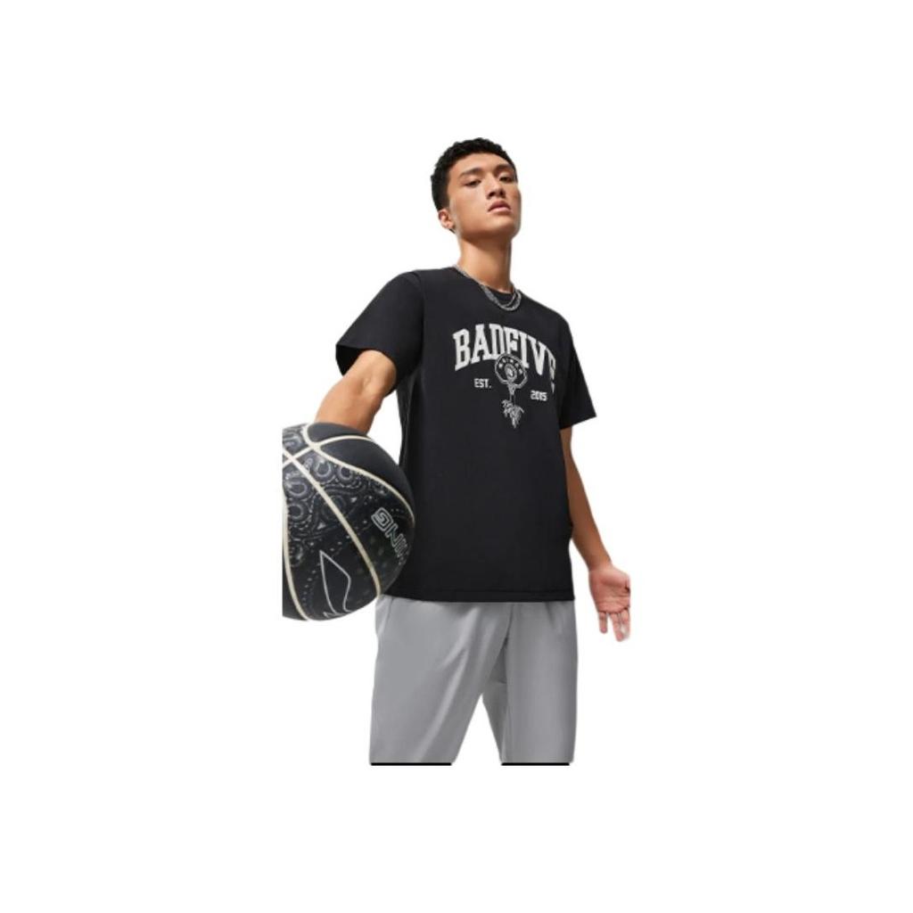 Li Ning Reflective Basketball T-Shirt With Moisture Wicking Men Tops Black ATST547-3