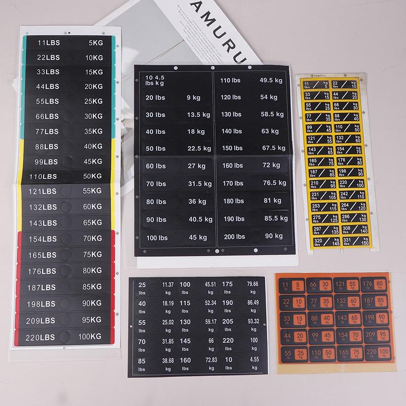 Weight Stack Labels 4.5Kg To 150Kg Black Background White Number Weight Stickers For Fitness Equipment Gym Strength Training