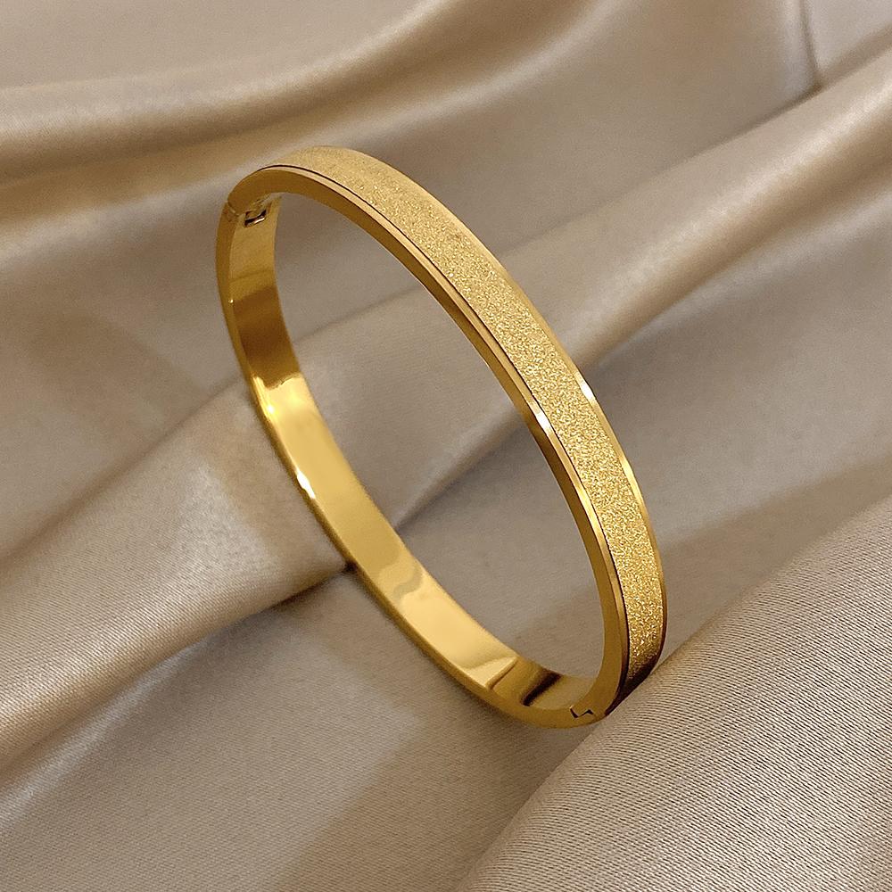 Exquisite Inlaid Zircon Cuff Bracelet Bangle New Gold Plated Women's Men Geometric Stackable Waterproof Charms Jewelry Gifts