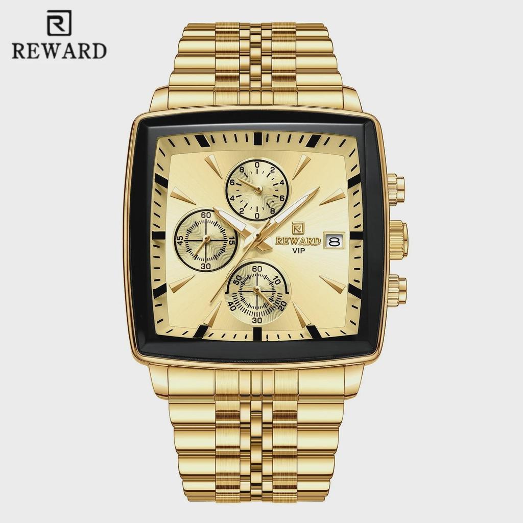 Fashion Square Quartz Watch Men's Luxury Steel Strip Business Date Chronograph Watches