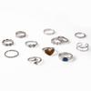 Fashionable Heart-Shaped Rings Set: Twisted Design with Micro-Inlaid Diamonds, 12 Pieces