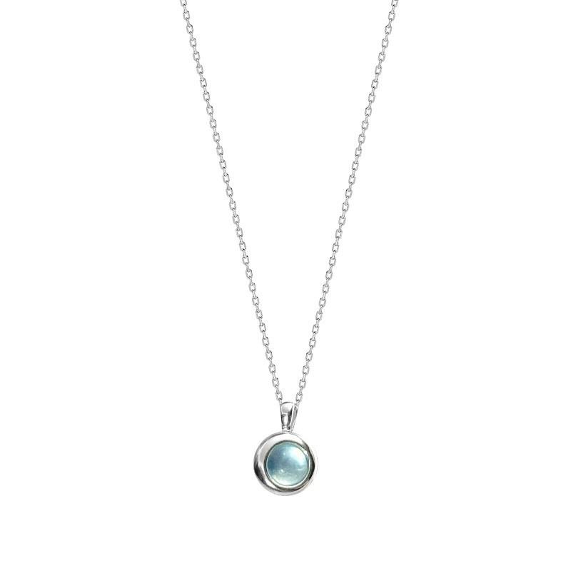 PANJBJ 925 Sterling Silver Blue Crystal Necklace for Women Design Minimalism Sweet Extremely Fine Jewelry Birthday Gift Dropship