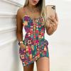Summer New Retro Patterns  Print Sleeveless Bodycon Dress with Pockets Sexy Slim Fit Elegant Party Dress