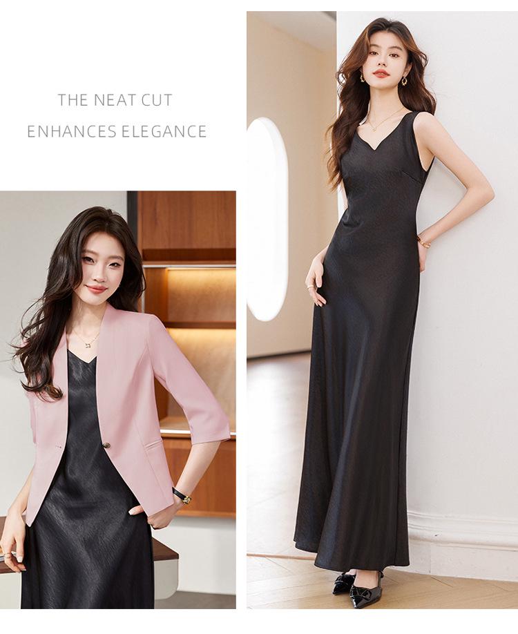 Women's 3/4 Sleeve Blazer - Spring/Summer 2026, Petite Medium-Length, Elegant Casual Suit Top