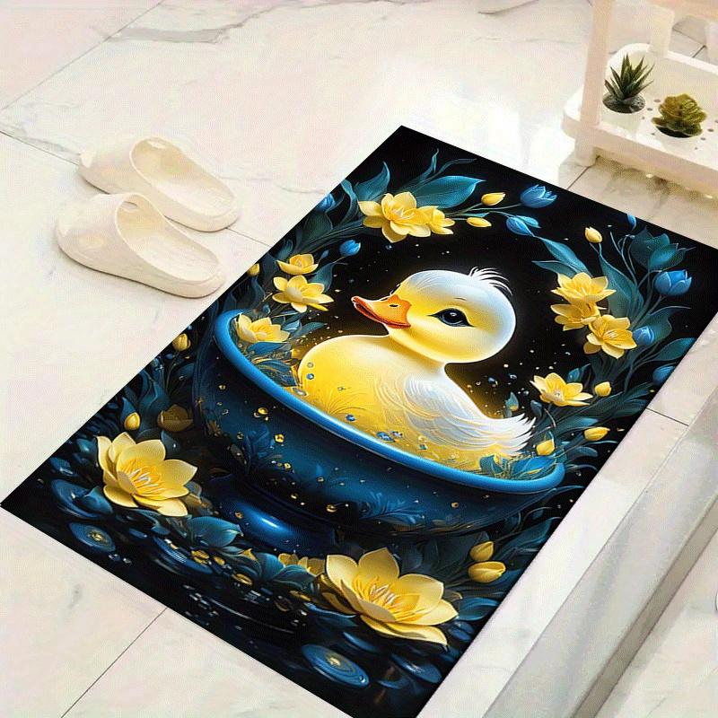 

1pc Flowers and yellow duck Print, Design Indoor Area Rug, Soft, Anti-Slip, and Durable Gaming Room Decor for Bedroom, Living Room, and Exer 60cm by 90cm