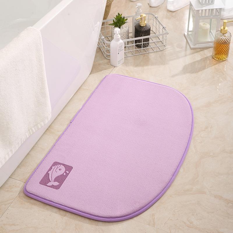 Inyahome Light Blue Cute Bathroom Mat Half Round Memory Foam Floor Rugs  Non-Slip Highly Absorbent Inside Funny Entryway Carpet