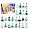 Weihnachts 24 Tage Countdown Kalender Mysteriöse Box Meeresglas Stil Acryl Weihnachtsbaum Dekorative Blind Box Hellblau