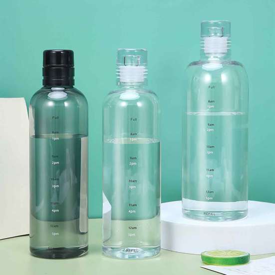 500/750ml Water Cup Time Marker Bottle BPA Free Leakproof Transparent Sports Water Bottle Fitness Gym Bottle