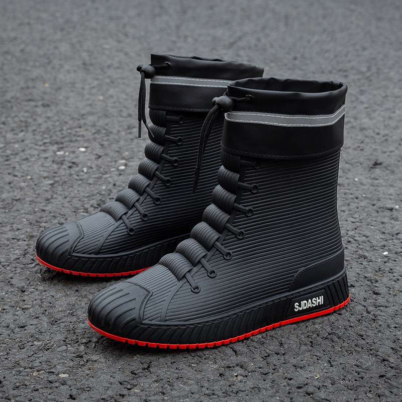 Rain Shoes Short Tube Waterproof Water Shoes Non-slip and Warm Men's Rain Boots Women's Kitchen Velvet Wear-resistant New Rubber Shoes Water Boots