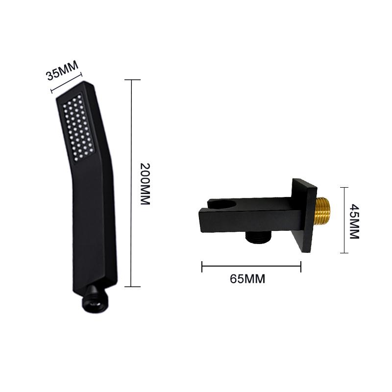 Black Chrome Bath Hand Shower Set Wall Mount Hand Held Brass Shower Head Copper Holder Stainless Steel Hose Water Saving Sprayer