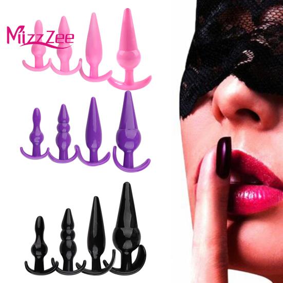 Mizz Zee 4-teiliges Analplug-T-Bar-Basis-Po-Flirt-Massagegerät für Paar-Masturbationssex