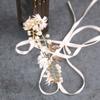 Gold Leaf Daisy Flower Headband Bridal Pearl Tiaras Hair Jewelry Ribbon Wreath