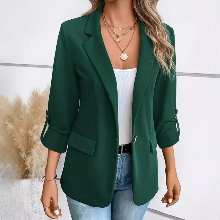 Fashion Women Long Sleeve Blazer Outerwear Solid Color Versatile Autumn Winter