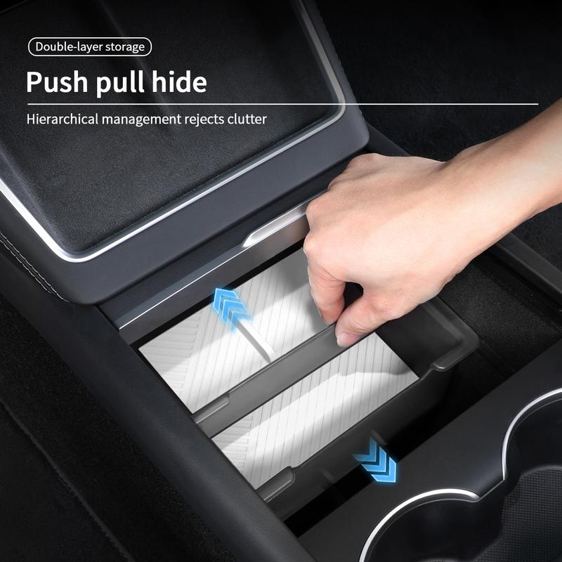For Tesla Model 3 Highland / Y Juniper / YL Center Console Armrest Storage Box Hidden Storage Box Car Interior Tuning Accessory