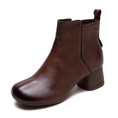 GKTINOO 2025 Botki na platformie ze skóry naturalnej Wiosna Jesień Styl Rzymski Gruba podeszwa Krótkie botki Styl retro Miękka podeszwa Damskie buty