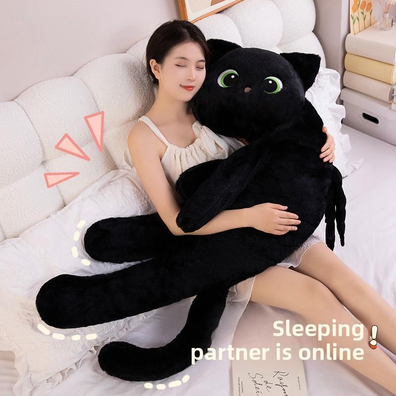 Black Cat Plush Pillow Large Soft Toy For Bedside Decor And Gift Idea