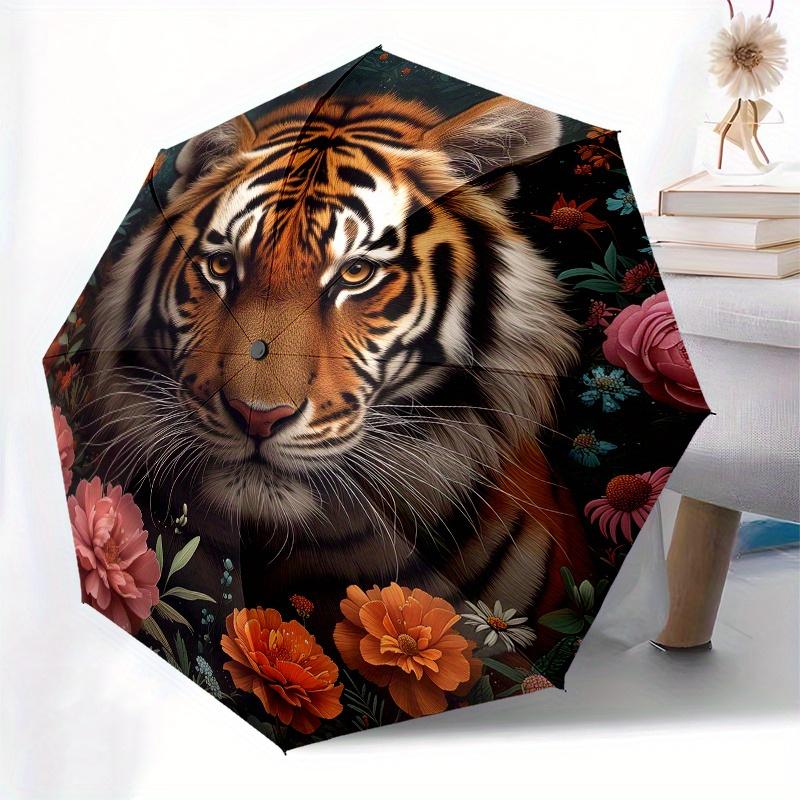 Floral Tiger Wall Art: Vibrant Nature Decor for Your SpaceUmbrella, Portable 3-Fold Compact Umbrella for Men & Women Gift