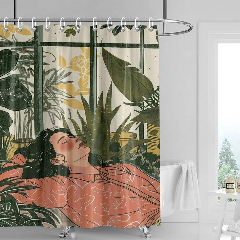 

Abstract Art Illustration Bathroom Shower Curtain Waterproof Fabric Modern Nordic Bathroom Curtain Shower Curtain 180x200cm 120X180cm