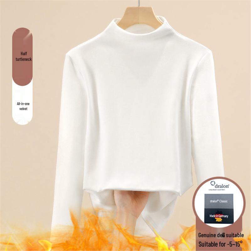 

Женский двухсторонний флисовый топ с полувысоким воротником - Теплый, плюшевый и модный для весны, осени и зимы 2023. XXX-Large белый