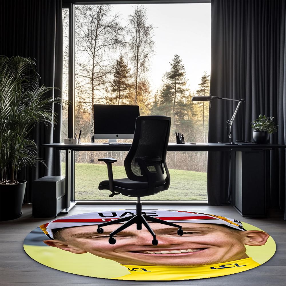 Tadej Pogacar Printed Round Rug Carpet Chair Rug Area Rug Entryway Doormats,for Office Chair Living Room Bedroom Kitchen Room.
