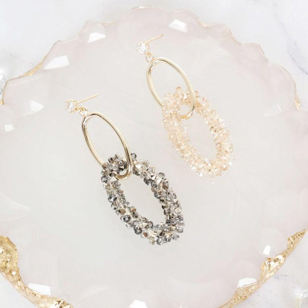 [Juana Yoon] Eclipse Crystal Double Ring Long Drop Earrings...[28958182]