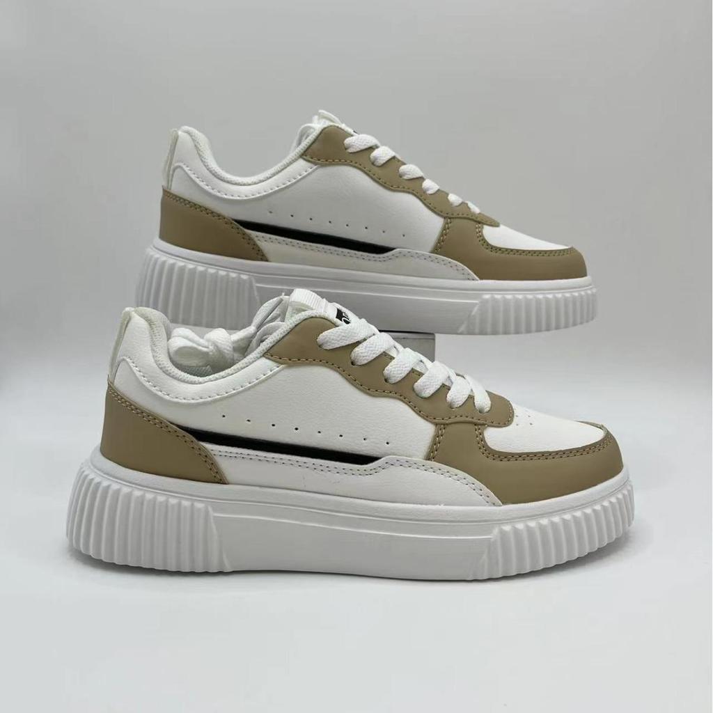 Trendy Korean-Style Breathable White Sneakers for Couples: Versatile, Comfortable, Thick-Soled Casual Sports Shoes