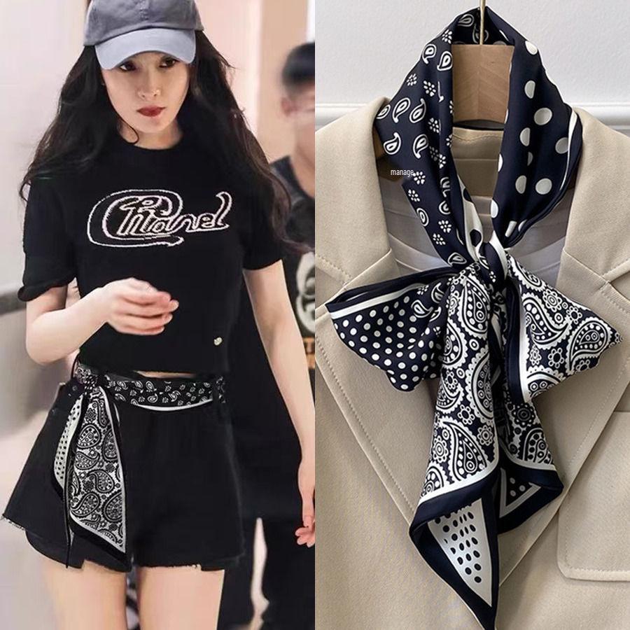 Women's Double-Sided Silk Ribbon Scarf - Elegant Korean Style, Ideal for Spring/Summer, Versatile for Neck or Head