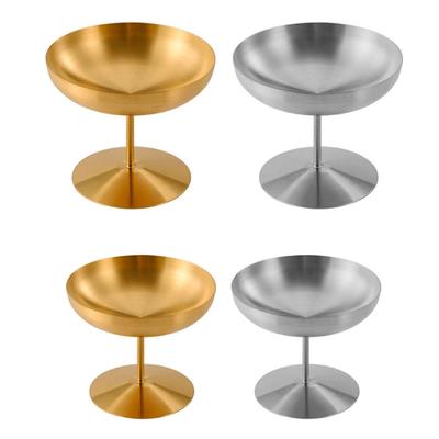 Elegant Retro Stainless Steel Dessert Bowls With Base 150ml/250ml Capacity for Ice Cream Cocktails Salads