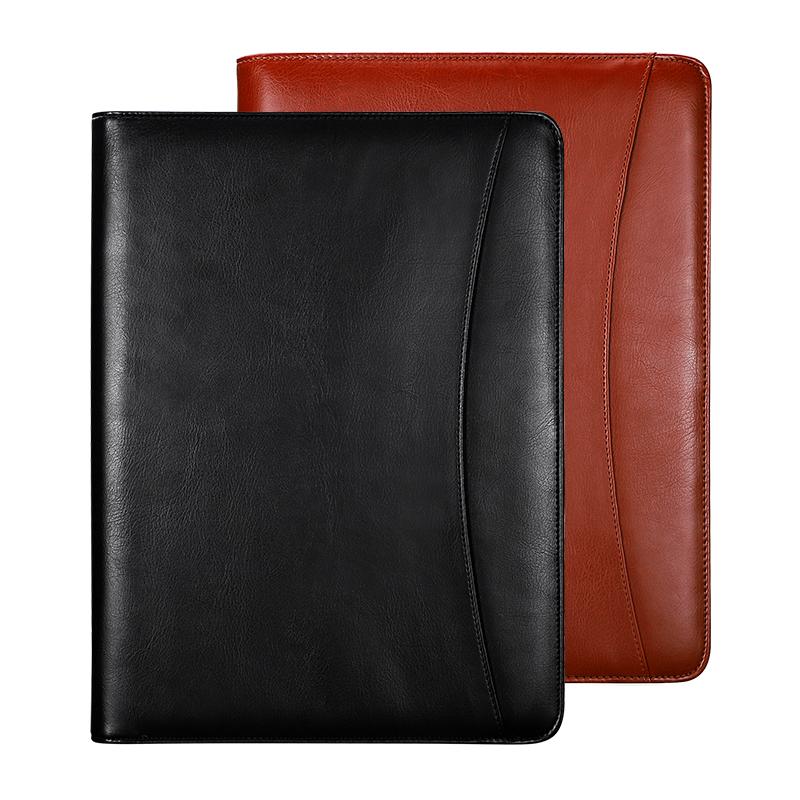 Customized A4 Multifunction Clipboard PU Leather File Folder Zipper Portfolio Pocket Handle for Filing Products Customized Logo (Black,A4 Size) чёрный