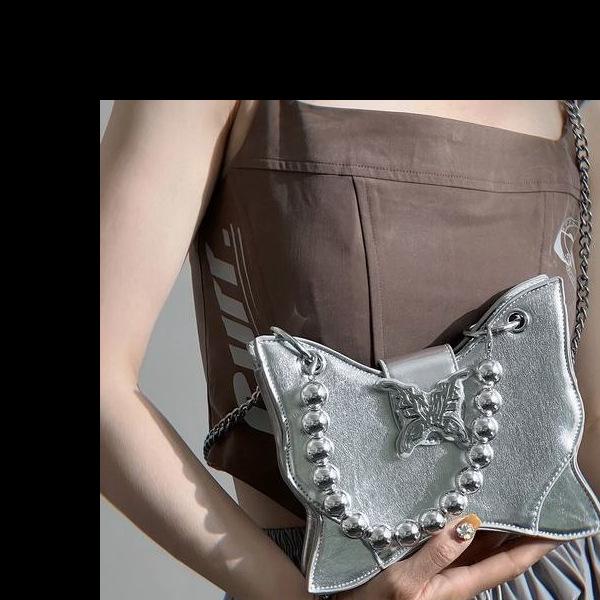 

Uustudio оригинальный дизайн нишевая высококачественная сумка Millennium Spice Girl Y2K с цепочкой-бабочкой на плече мини-сумка через плечо серебряный