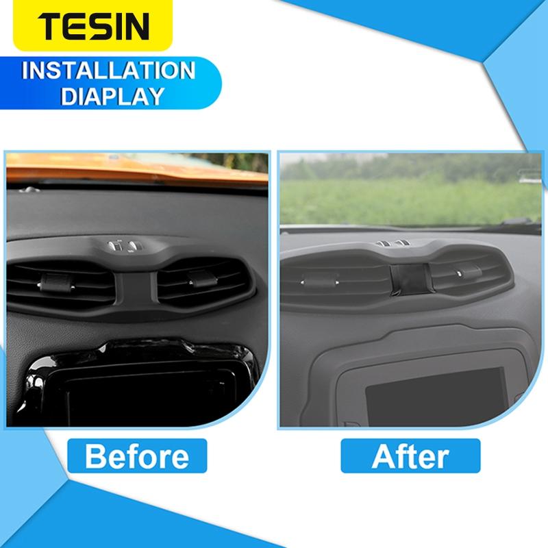 TESIN Car Central Air Conditioning Vent Decoration Cover Sticker Trim for Jeep Renegade 2016 Up Car Styling Interior