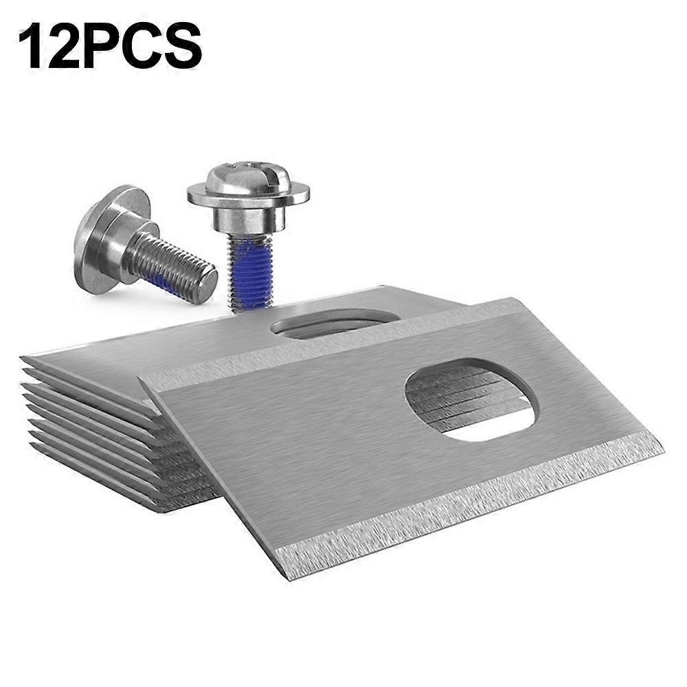 12Pcs 36x18x0.9mm Replacement Blades Silver Robotic Mower Blades for Dreame A1 A2 Mova 600 1000 Robo